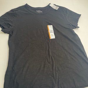 Time & Tru Womens Black Slub Crew Tee Shirt Medium 8-10